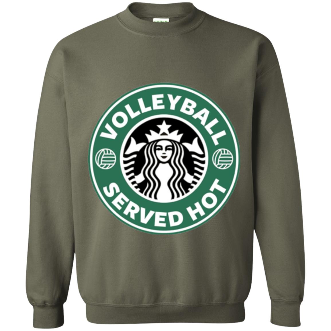 Volleyball Lovers T-shirt Served Hot Military Green