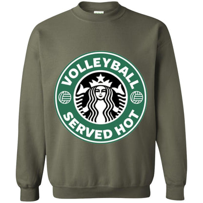 Volleyball Lovers T-shirt Served Hot Military Green