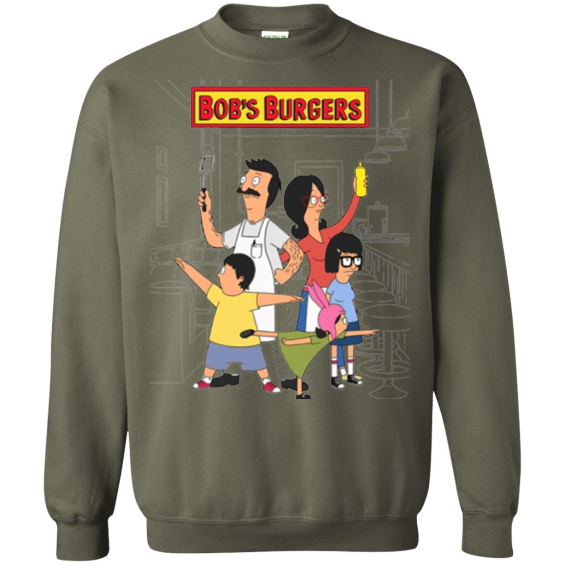 Family Group Hero Pose T-shirt Bob_s Burgers Military Green