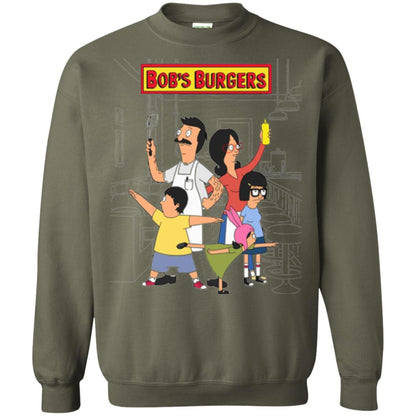 Family Group Hero Pose T-shirt Bob_s Burgers Military Green