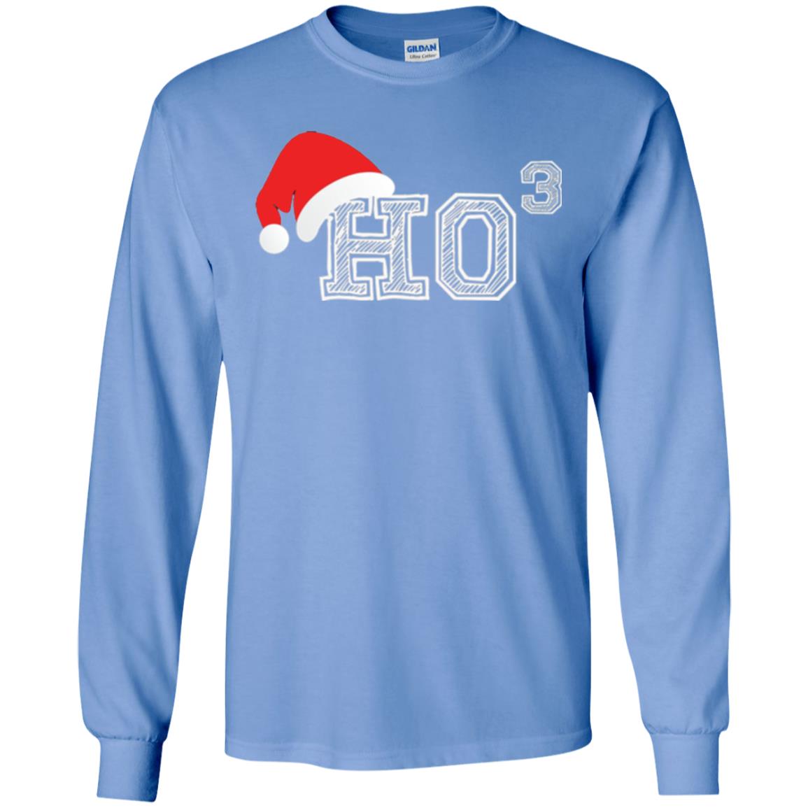 Christmas T Shirt Ho Ho Ho X 3 Third Power Carolina Blue
