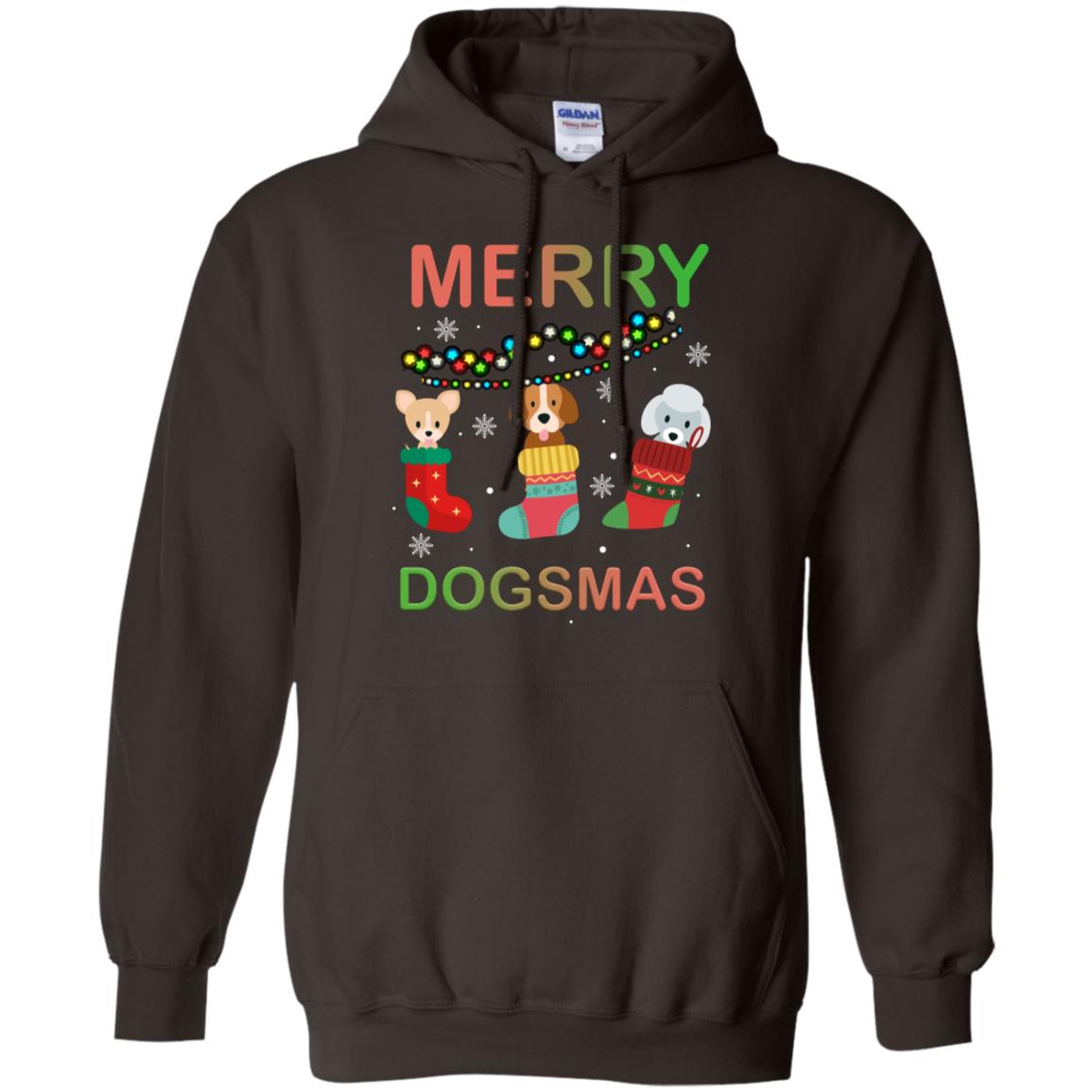 Merry Dogsmas X-mas Gift Shirt For Dogs Lovers Dark Chocolate
