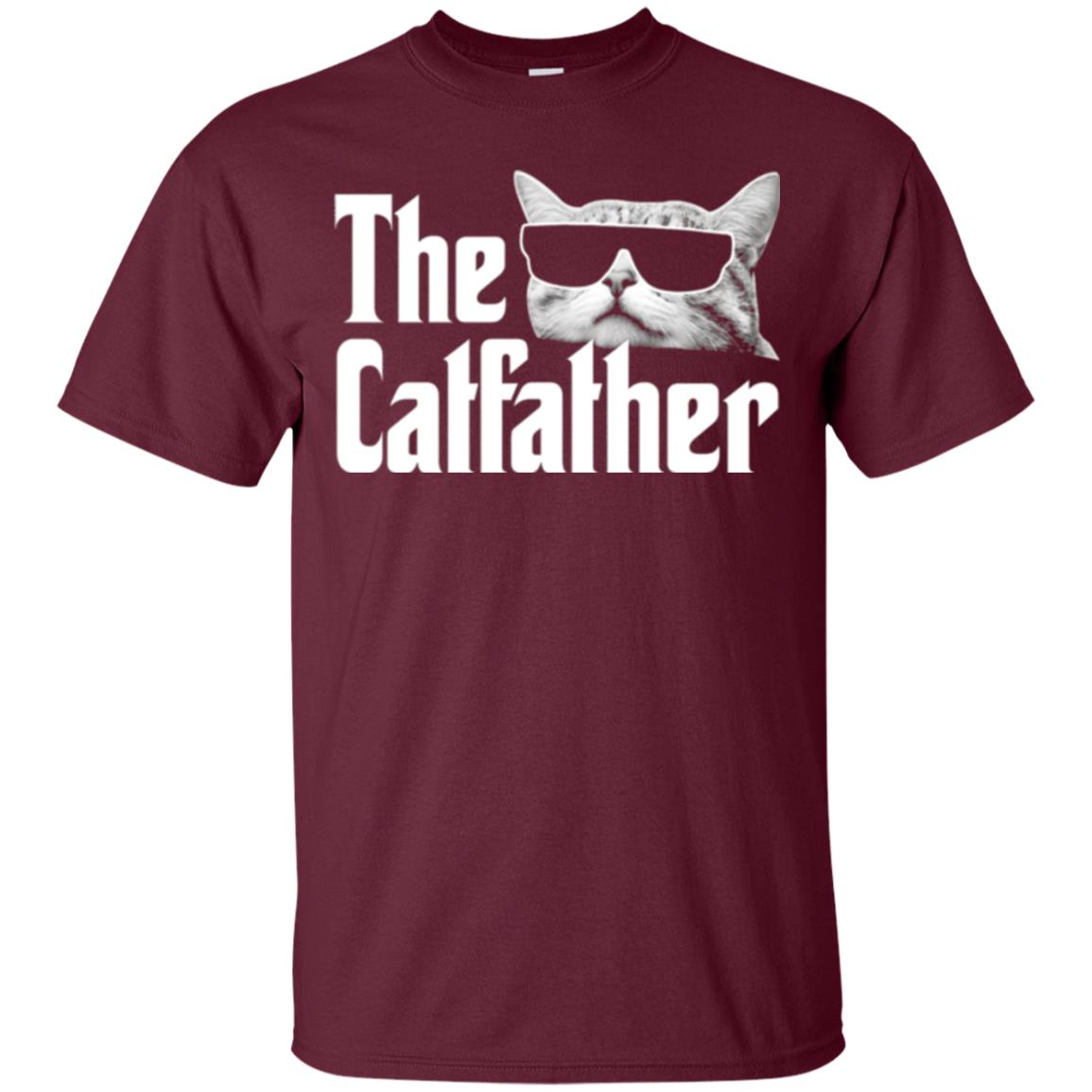 Funny Gift Shirt For Cat Daddy The Catfather T-shirt Maroon