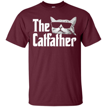 Funny Gift Shirt For Cat Daddy The Catfather T-shirt Maroon