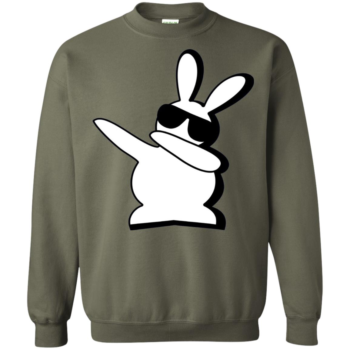 Dabbing Hip Hop Bunny Easter Dab Rabbit Dance T-shirt Military Green