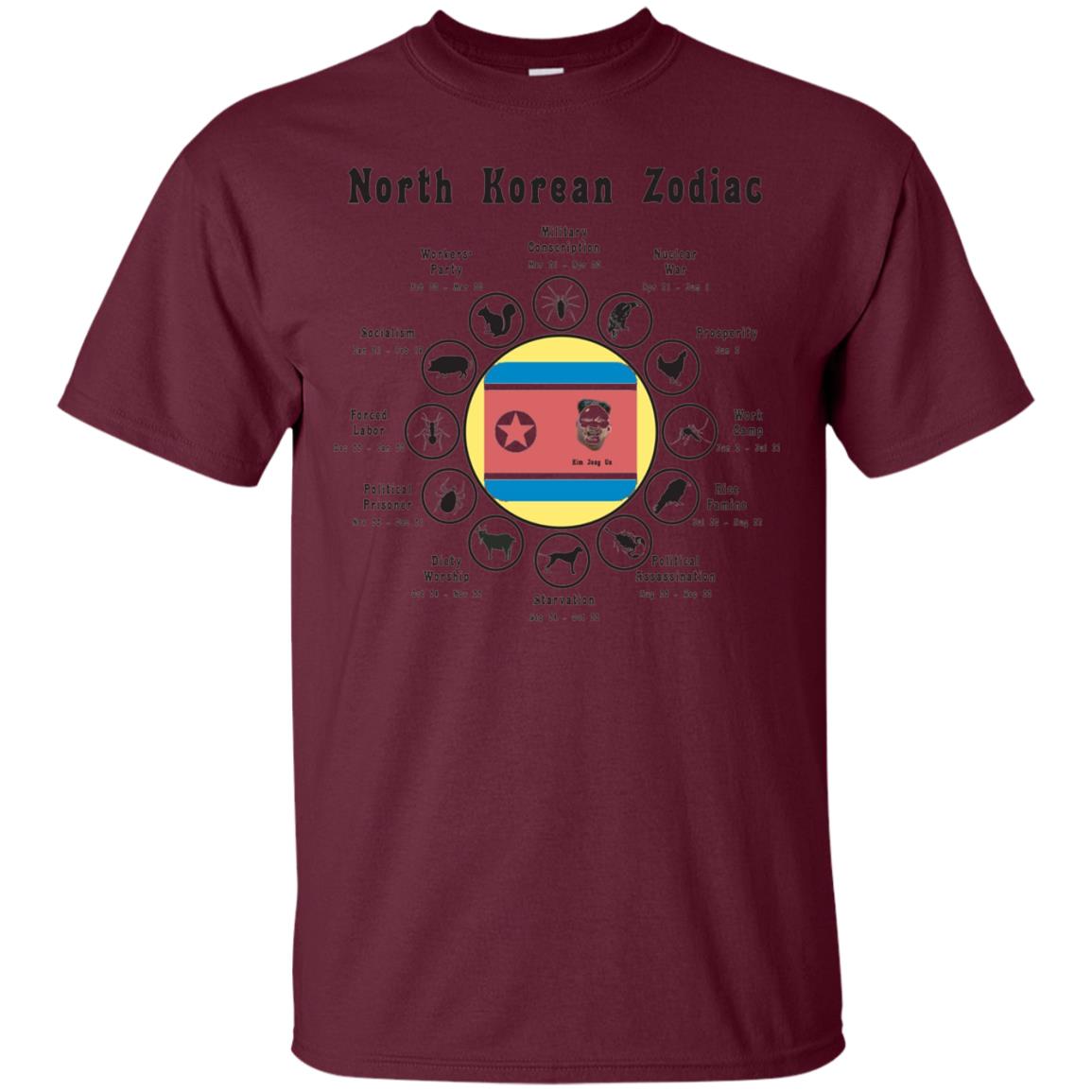 North Korean Zodiac Shirt Kim Jong Un Satirical Maroon