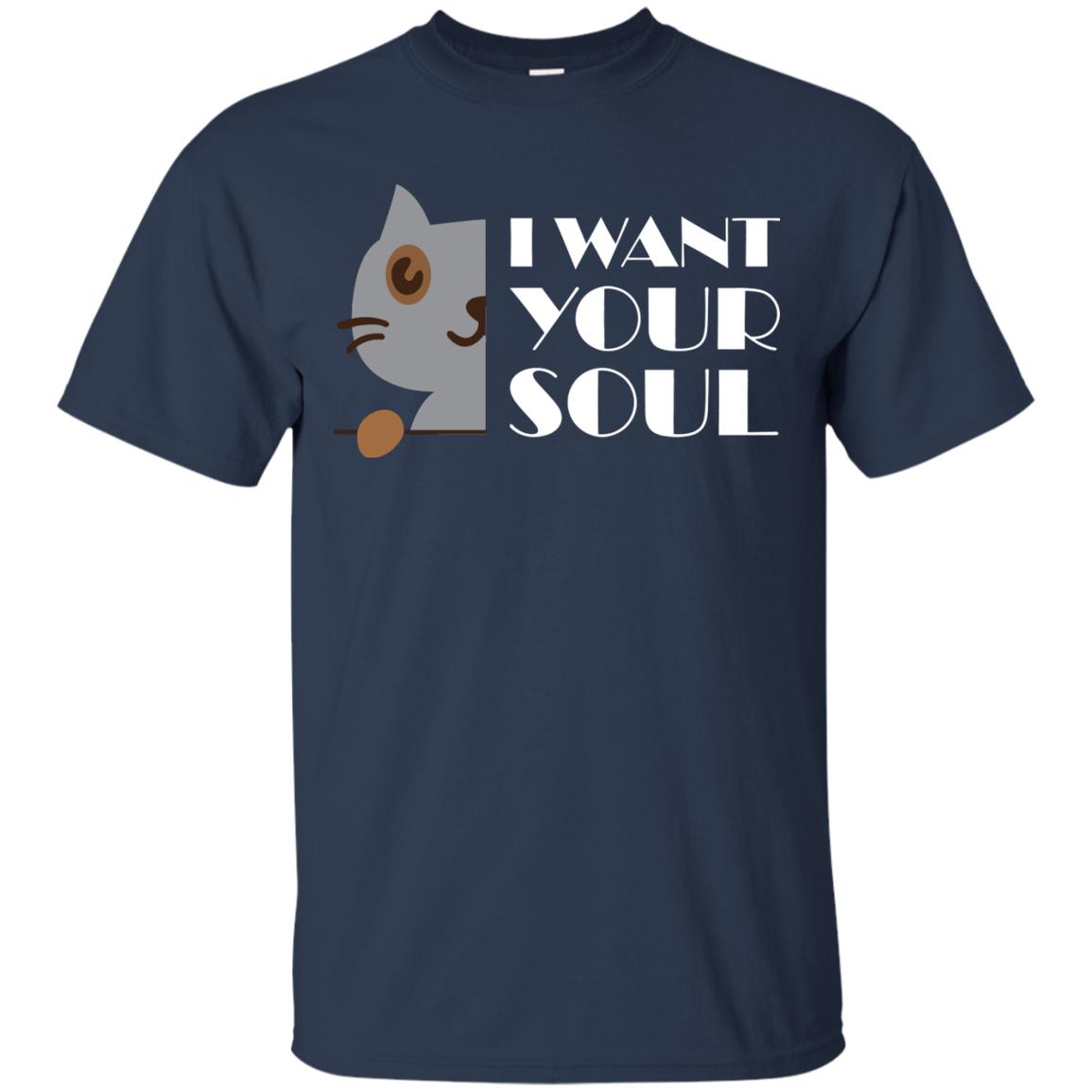 I Want Your Soul Cat Shirt Navy
