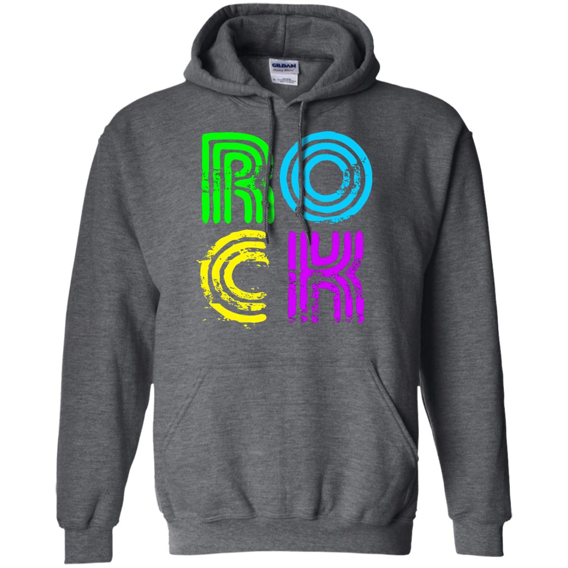 Bright Neon Colours Rock 80_s Retro Theme T-shirt Dark Heather