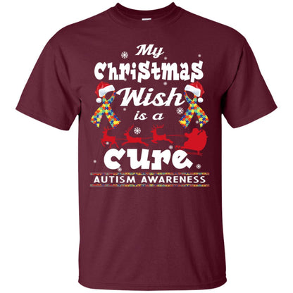 My Christmas Wish Is A Cure Autism Awareness X-mas Gift Shirt Maroon