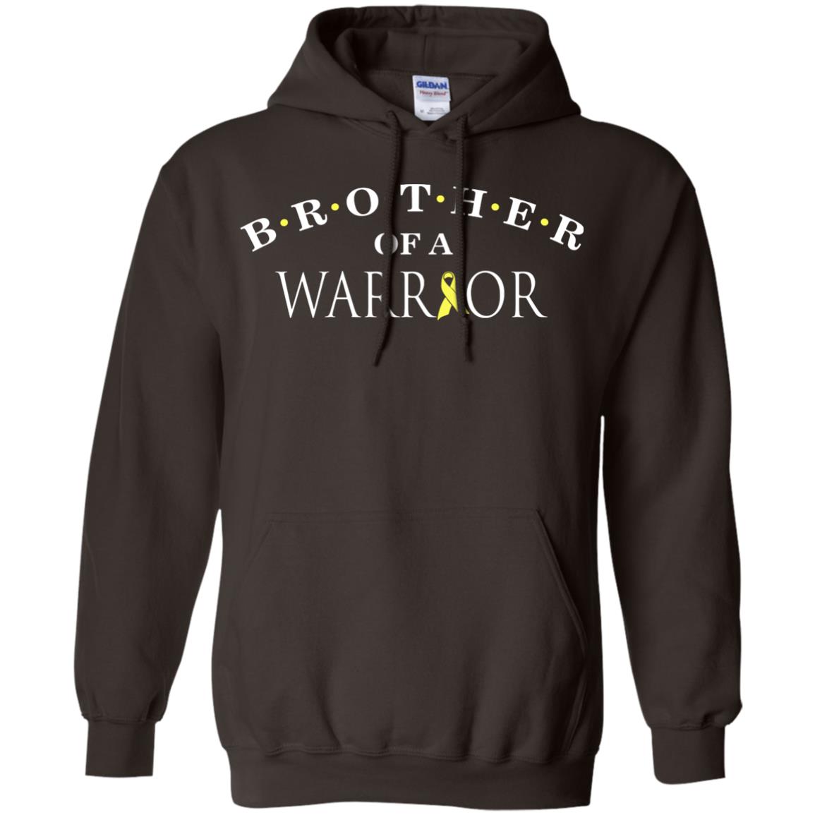 Brother Is A Warrior Childhood Cancer Awareness T-shirt Dark Chocolate