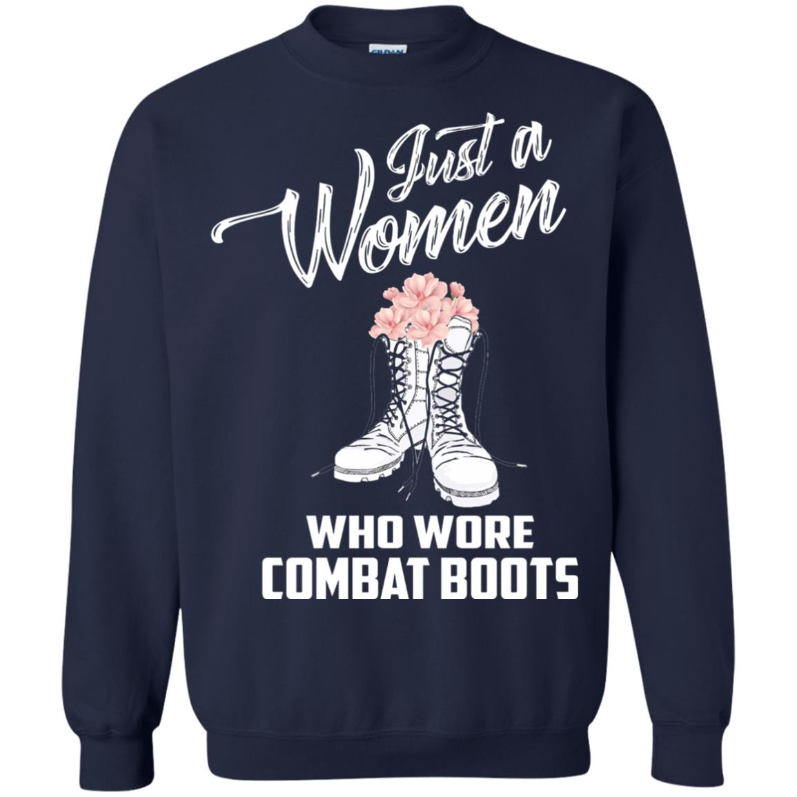 Just A Woman Who Wore Combat Boots Female Veteran T-shirt Navy