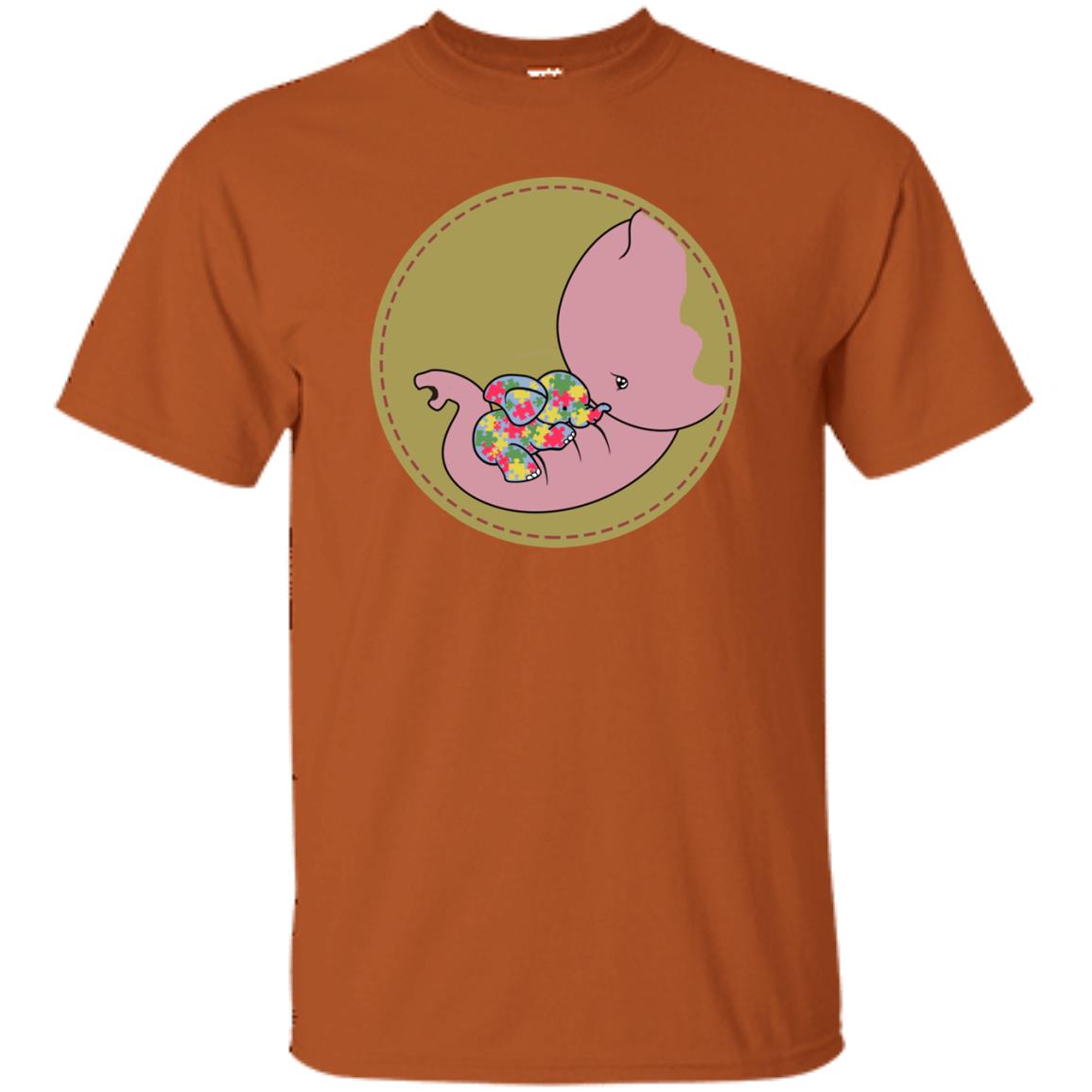 Elephant Mom And Baby Autism Awareness Shirt Texas Orange