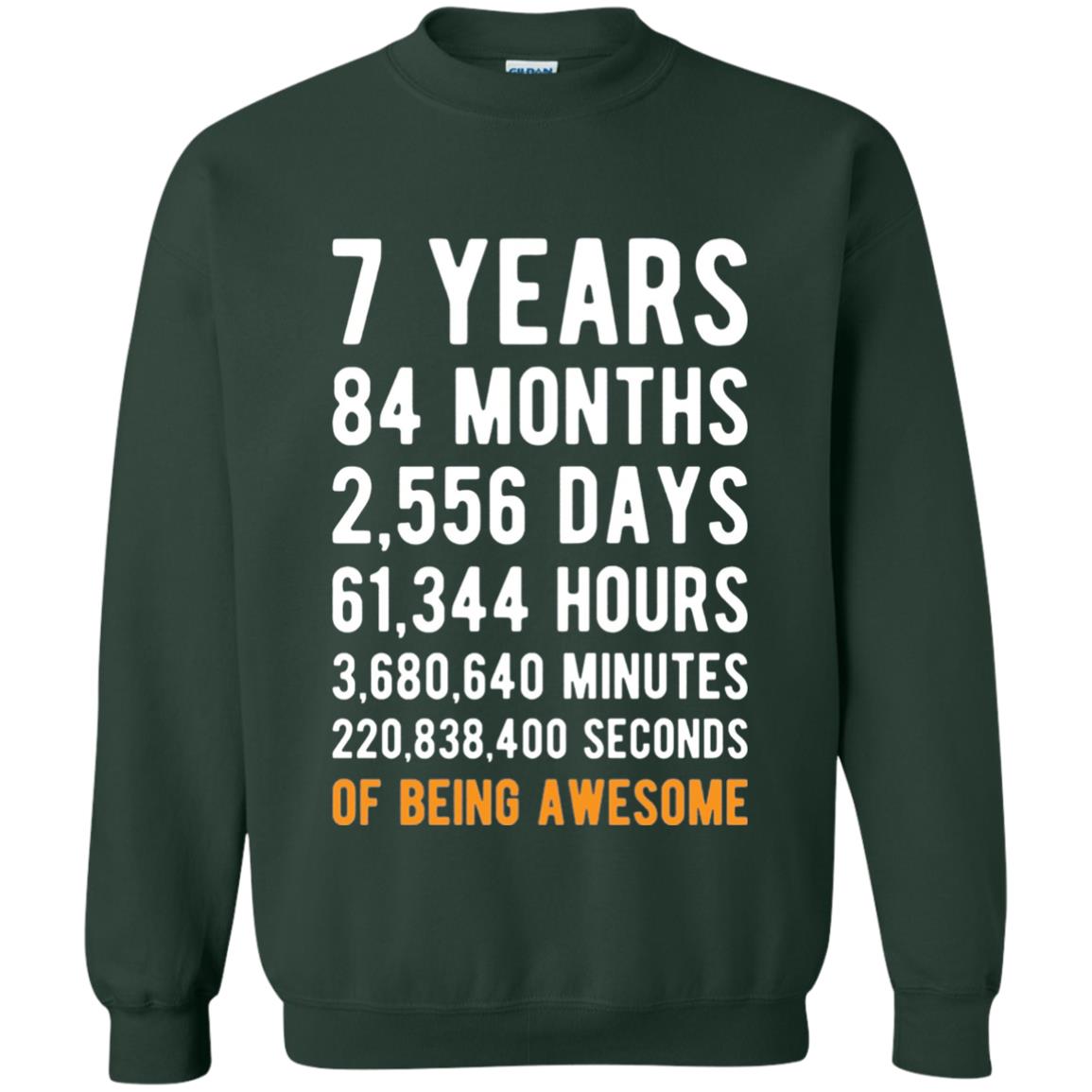 7th Birthday Shirt 7 Years Old Being Awesome Forest Green