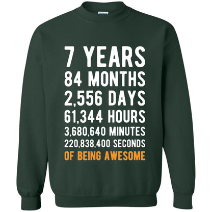 7th Birthday Shirt 7 Years Old Being Awesome Forest Green