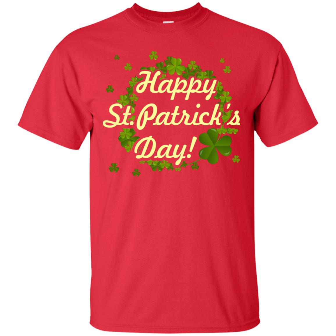 Happy St.patricks Day Shamrocks T-shirt Red