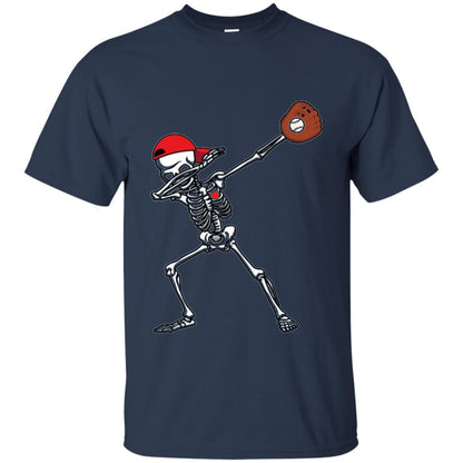Dabbing Skeleton Baseball Lover T-shirt Navy