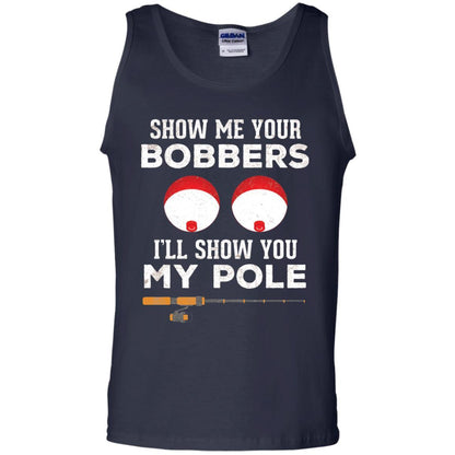 Fisherman T-shirt Show Me Your Bobbers Navy