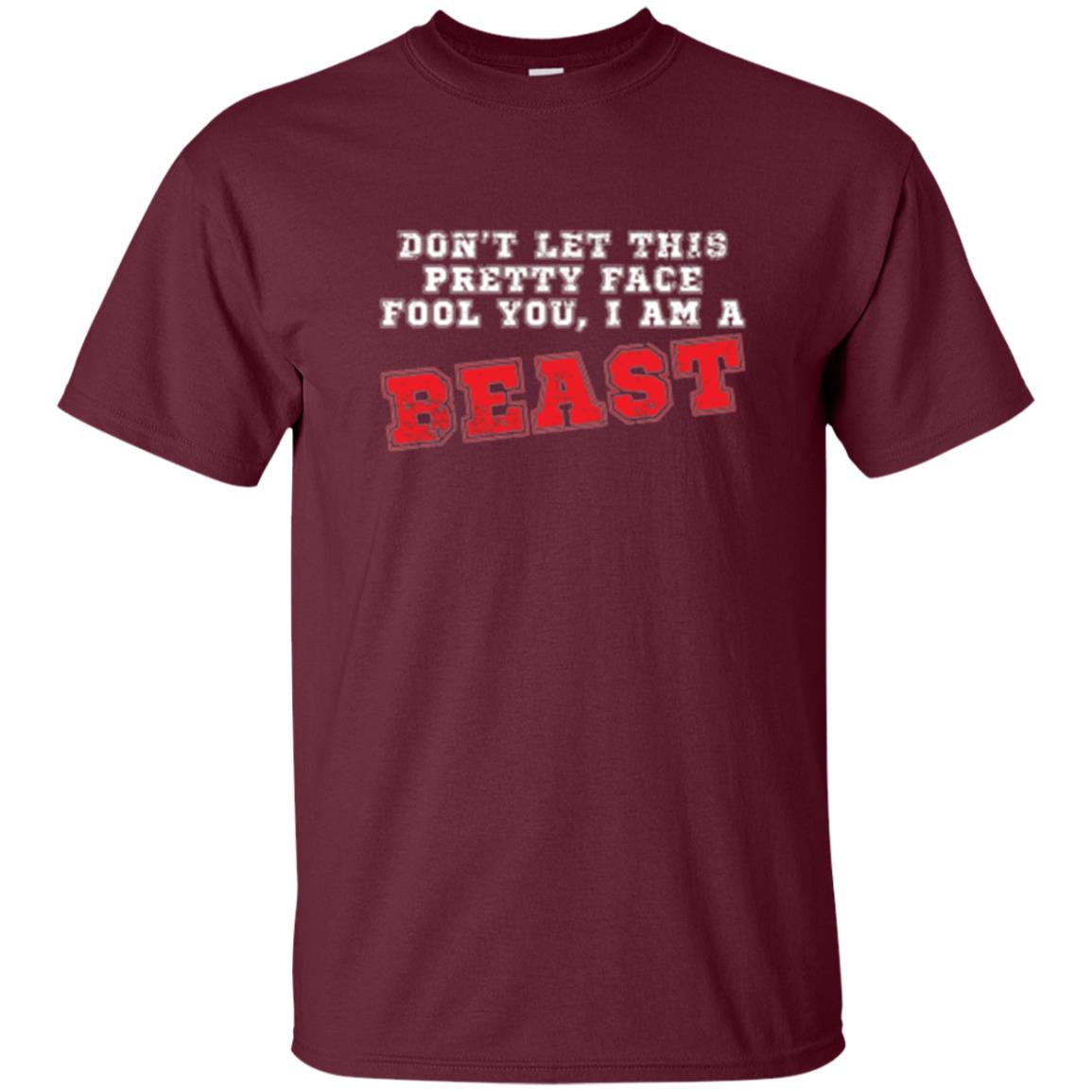Wrestling T-shirt Don_t Let This Pretty Face Fool You Maroon