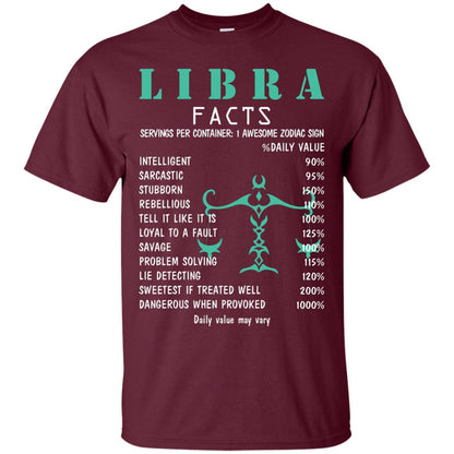 Libra Facts 1 Awesome Zodiac Sign Gift Shirt For Libra Horoscop Maroon