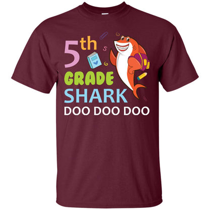 5th Grade Shark Doo Doo Doo Back To School T-shirt Maroon