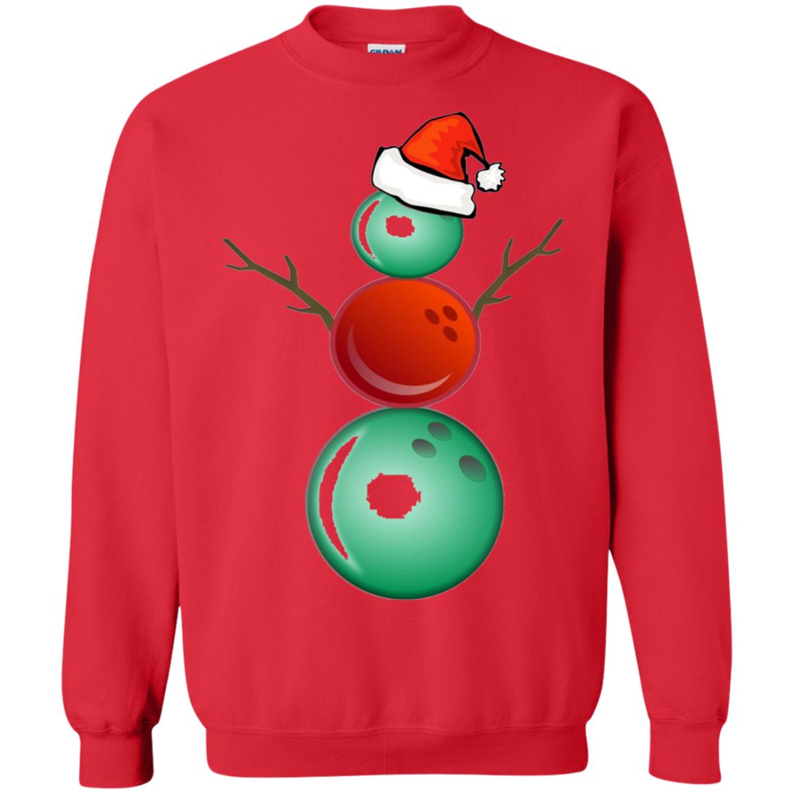Funny Christmas Shirts Bowling Snowman Red