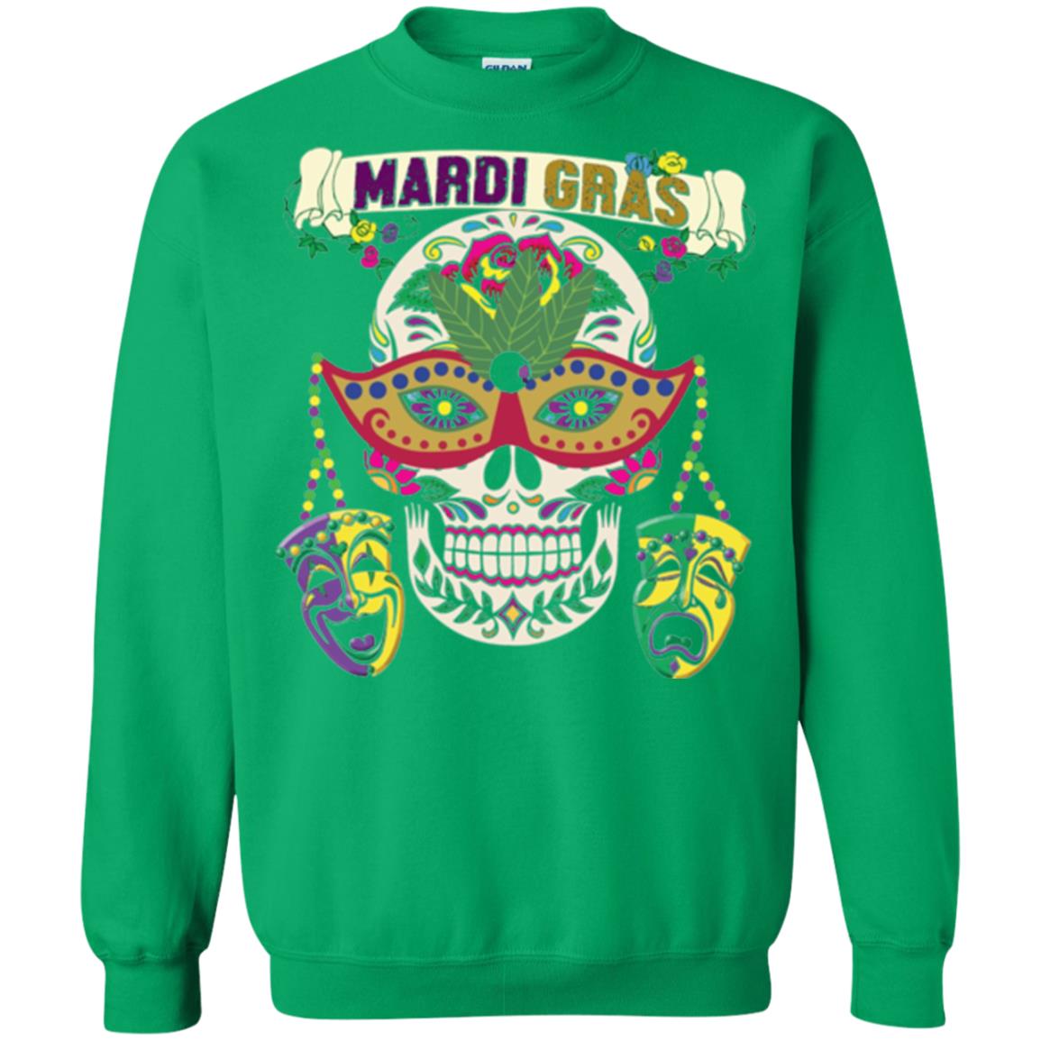 Mardi Gras Skull T-shirt Irish Green