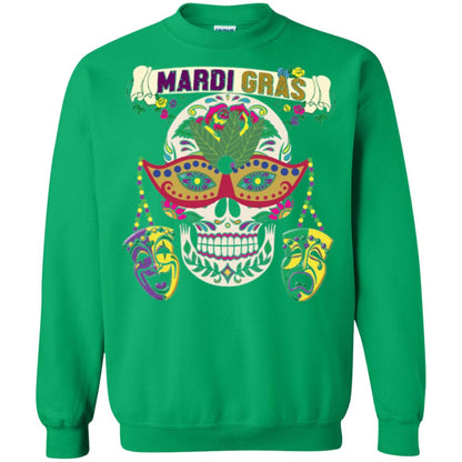 Mardi Gras Skull T-shirt Irish Green