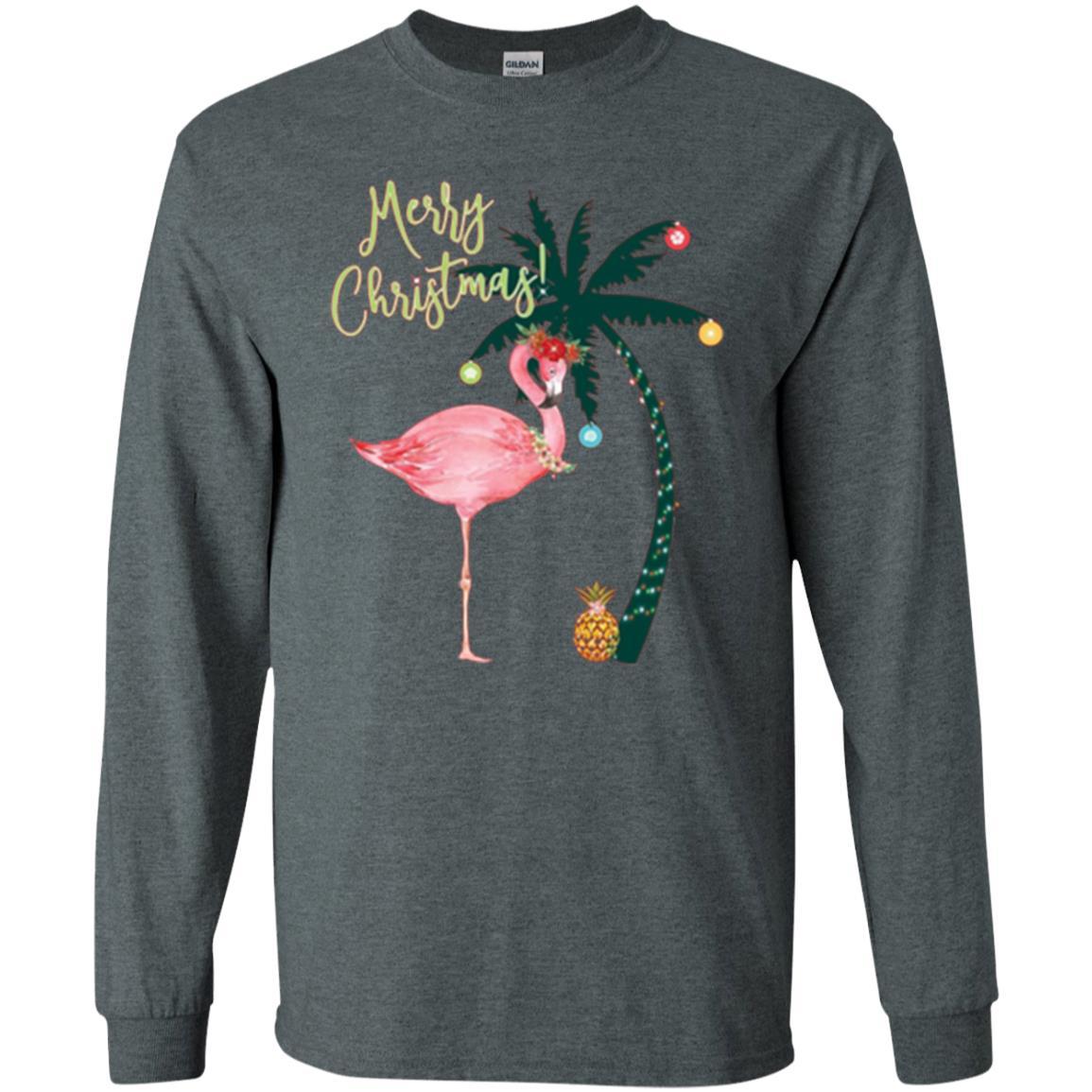 Christmas T-shirt Flamingo Merry Christmas Dark Heather