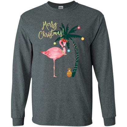 Christmas T-shirt Flamingo Merry Christmas Dark Heather