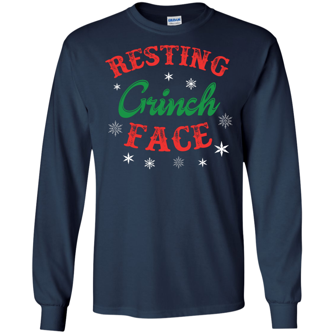 Christmas T-Shirt Resting Grinch Face Navy