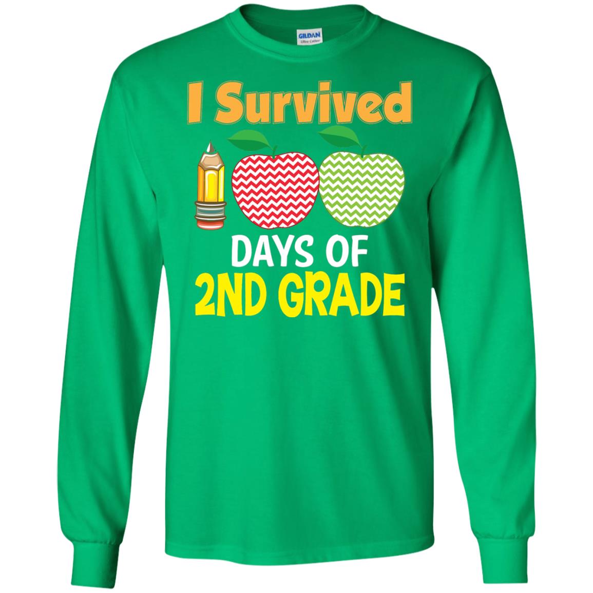 Kindergarten T-shirt I Survived 100 Days Of 2nd Irish Green