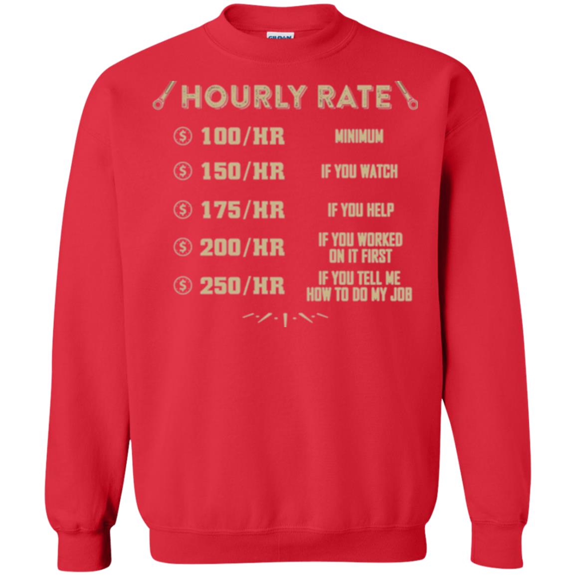 Mechanic T-shirt Mechanic Hourly Rate Red