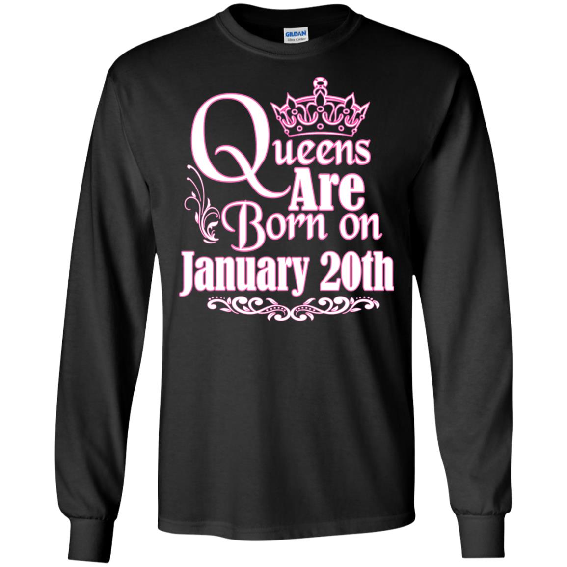 Queens Are Born On January 20th Birthday T-shirt Black