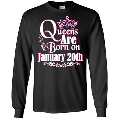 Queens Are Born On January 20th Birthday T-shirt Black
