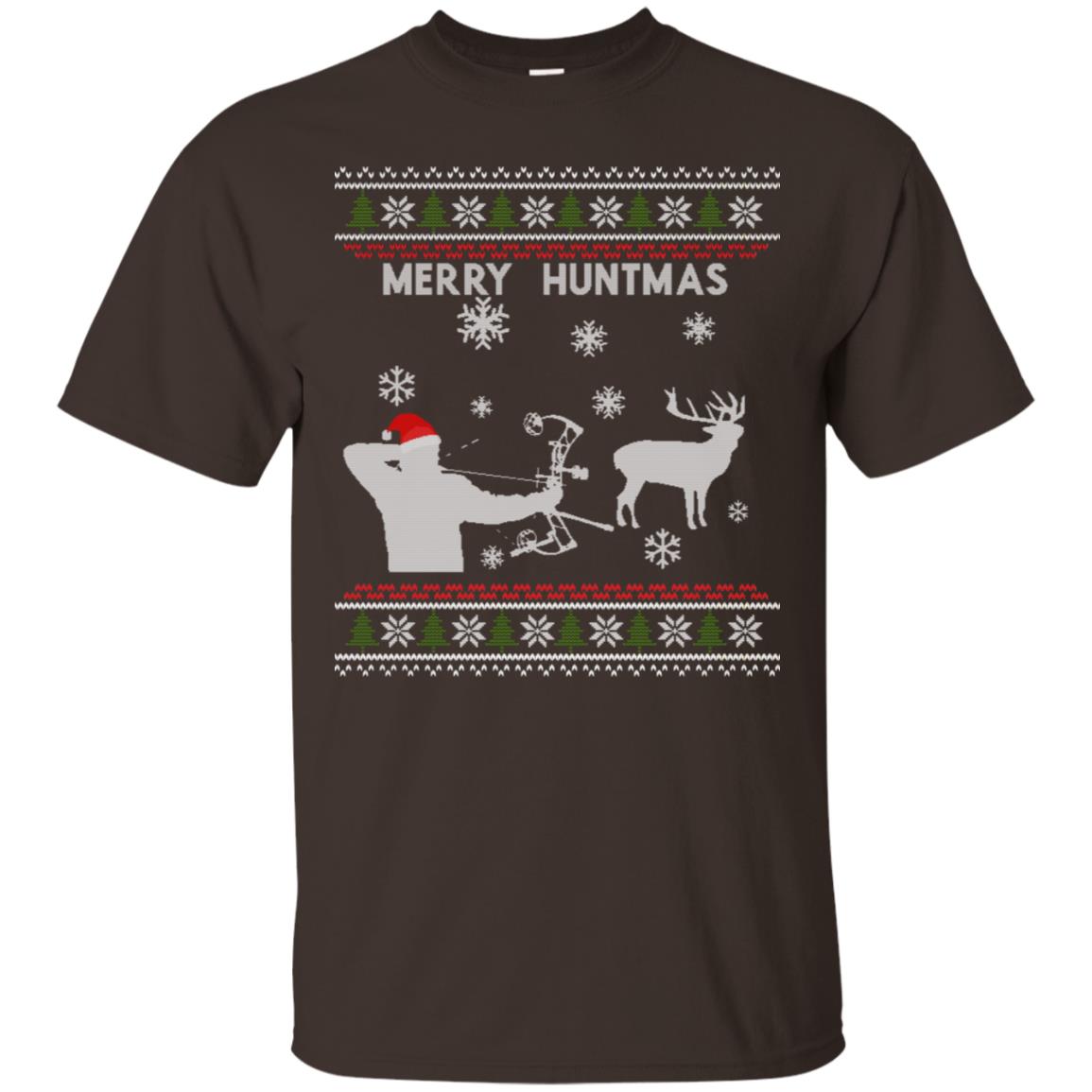 Hunting Christmas X-mas Gift Shirt For Mens Dark Chocolate