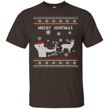 Hunting Christmas X-mas Gift Shirt For Mens Dark Chocolate