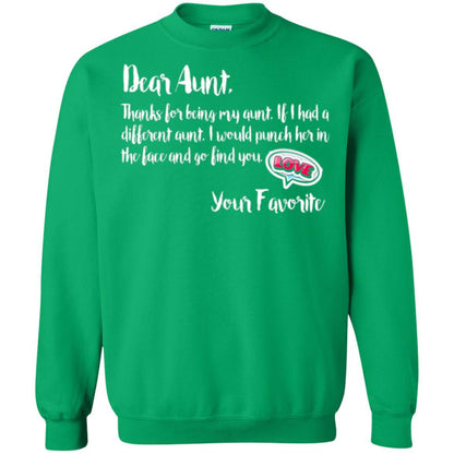 Family T-shirt Dear Aunt Thanks For Being My Aunt Irish Green