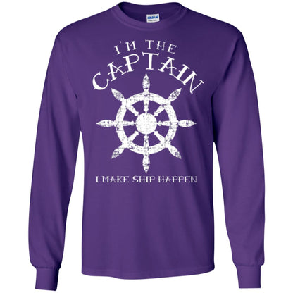 Funny Boating Gift I_m The Captain I Make Ship Happen Shirt Purple