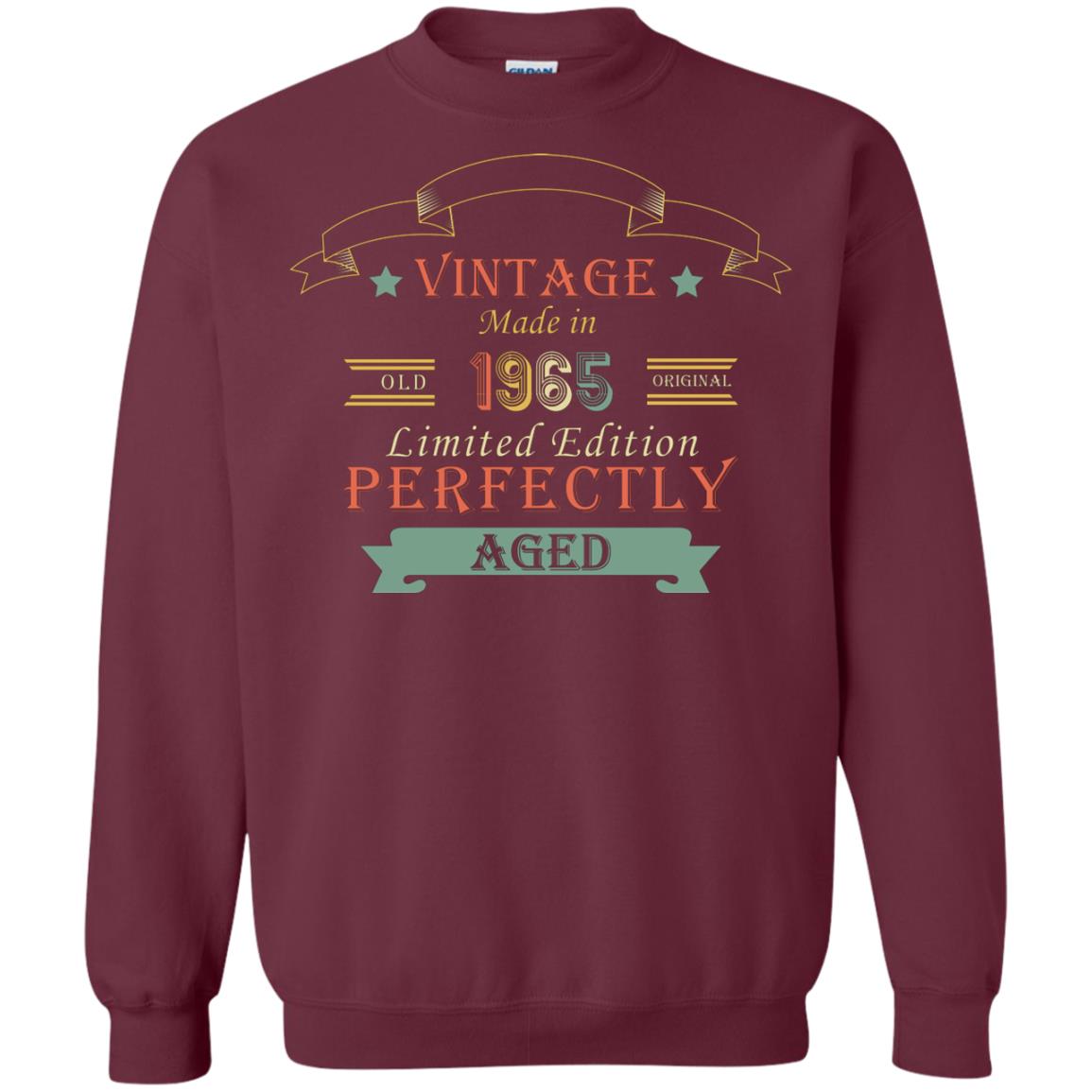 Vintage Made In Old 1965 Original Limited Edition Perfectly Aged 53th Birthday T-shirt Maroon