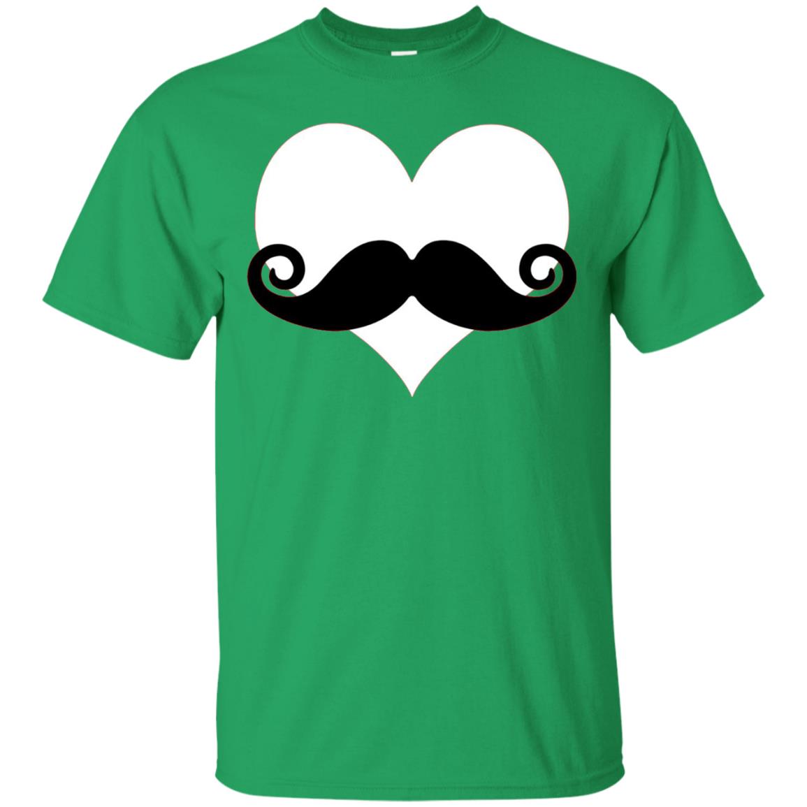 Mustache Heart Valentines Day T-shirt Irish Green