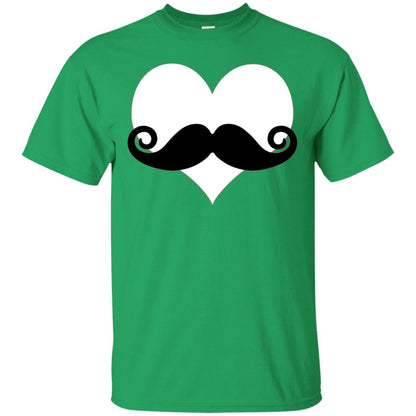 Mustache Heart Valentines Day T-shirt Irish Green