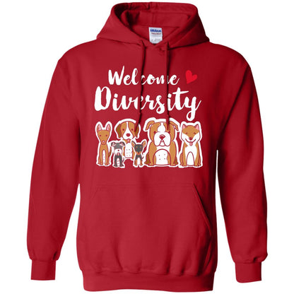 Dog Lover T-shirt Welcome Diversity Red