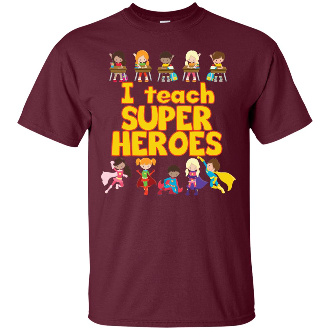 I Teach Super Heroes Comic Book Hero Teacher Tshirt Maroon