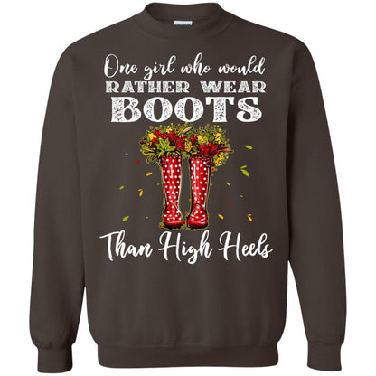 One Girl Who Would Rather Wear Boots Than High Heels Shirt Dark Chocolate