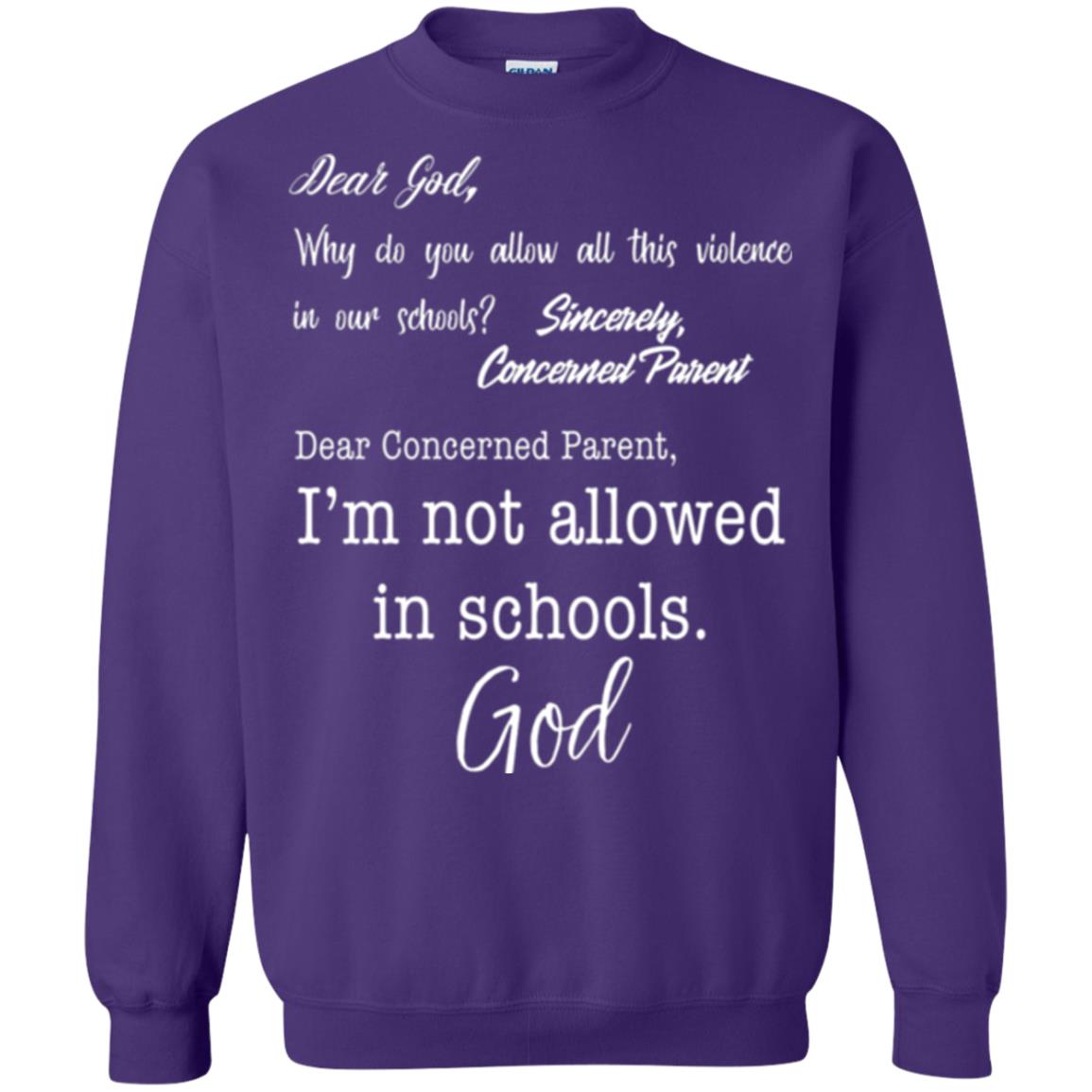Dear God Why Not Allowed In Schools Christian T-shirt Purple