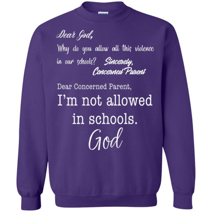 Dear God Why Not Allowed In Schools Christian T-shirt Purple