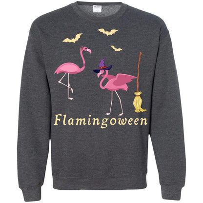 Flamingoween Flamingo Wicth Ride Stick Funny Quote On Haloween Gift Shirt Dark Heather