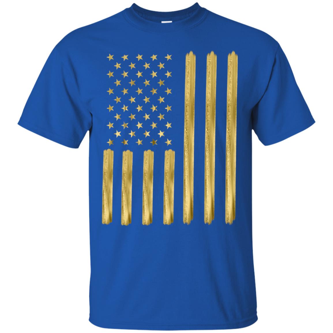 Faux Gold Paint American Flag T-shirt Royal
