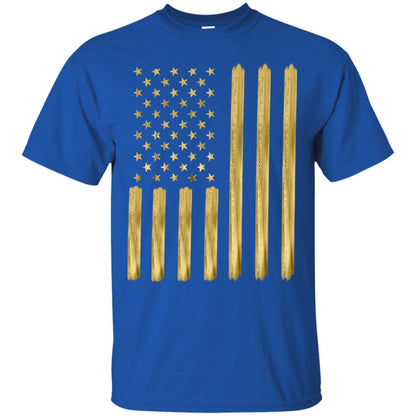 Faux Gold Paint American Flag T-shirt Royal