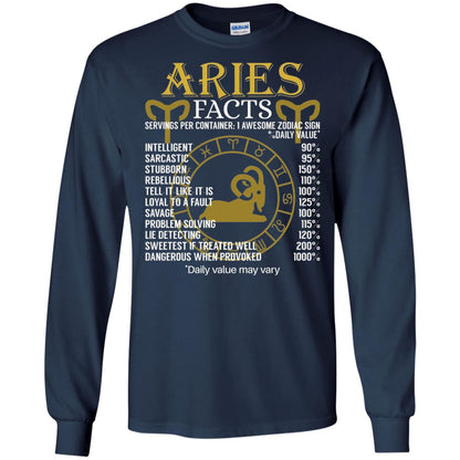 Aries Facts Zodiac Sign T-shirt Navy